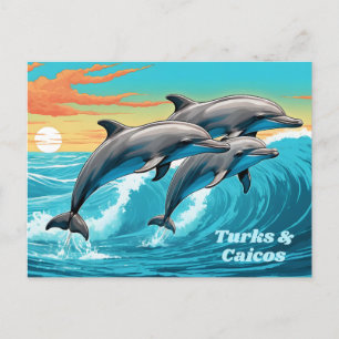 Anpassningsbar Text Turks och Caicos Dolphin Vykort
