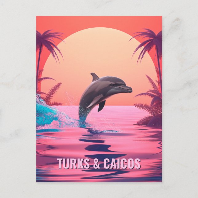 Anpassningsbar Text Turks och Caicos Dolphin Vykort (Framsida)