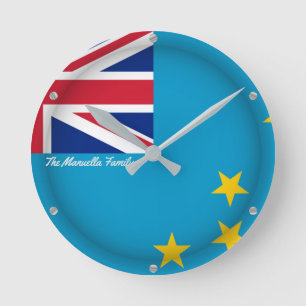 Anpassningsbar TEXT Tuvalue an proud Tuvalu Flagga Rund Klocka