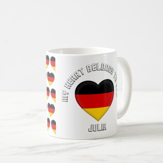 Anpassningsbar Text Tyska Flagga hör Mönster Kaffemugg (Framsida höger)