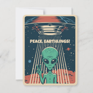 Anpassningsbar Text UFO Alien Julkort