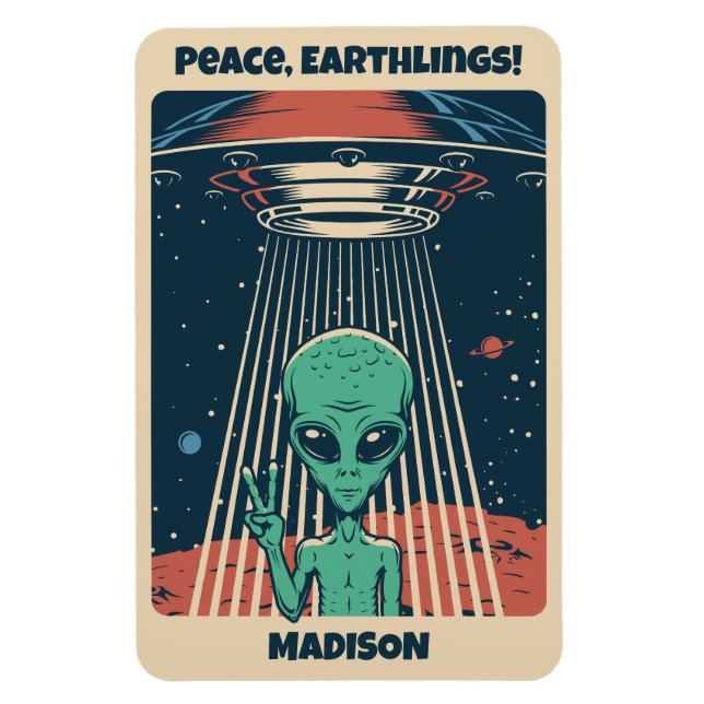 Anpassningsbar Text UFO Alien Magnet (Vertikal)