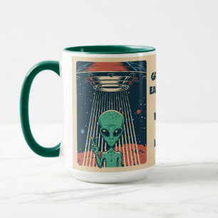 Anpassningsbar Text UFO Alien Mugg