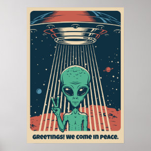 Anpassningsbar Text UFO Alien Poster