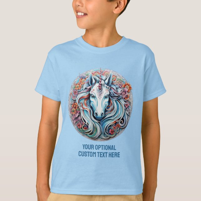 Anpassningsbar Text Unicorn T Shirt (Framsida)