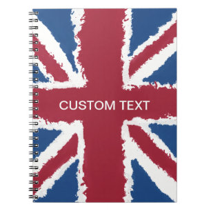 Anpassningsbar Text Union Jack Flagga Art av Heva Anteckningsbok