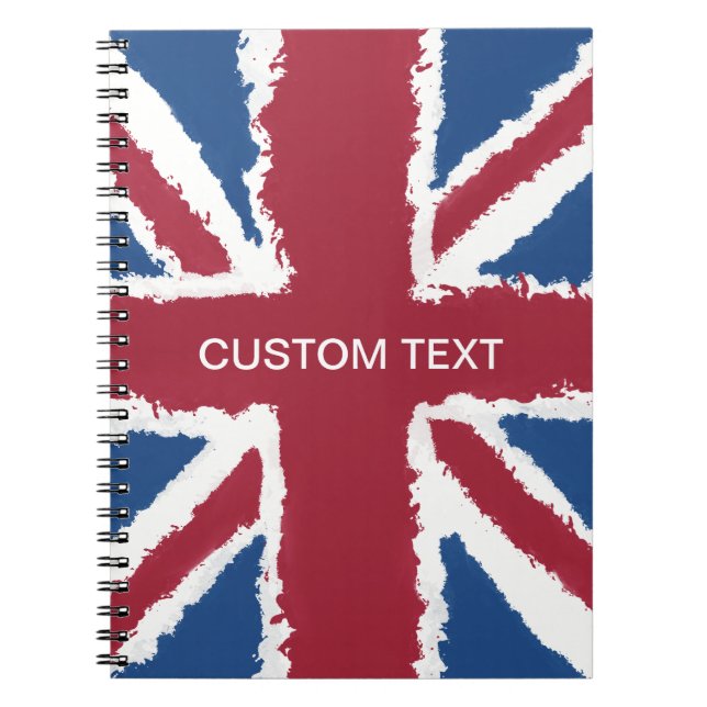 Anpassningsbar Text Union Jack Flagga Art av Heva  Anteckningsbok (Framsidan)
