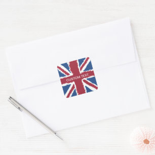Anpassningsbar Text Union Jack Flagga Art av Heva Fyrkantigt Klistermärke
