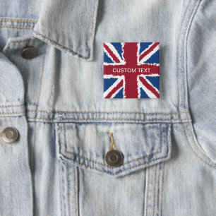 Anpassningsbar Text Union Jack Flagga Art av Heva Knapp