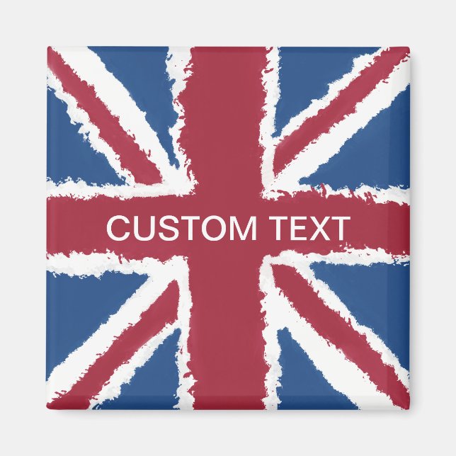 Anpassningsbar Text Union Jack Flagga Art av Heva  Magnet (Framsidan)