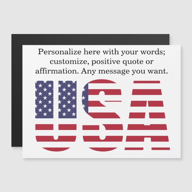Anpassningsbar Text USA Patriotic Magnetic Greetin (Fram/baksida)