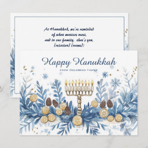 Anpassningsbar text vattenfärg Hanukkah Julkort