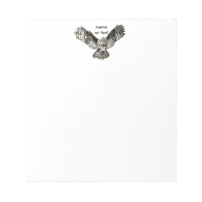 Anpassningsbar Text, vattenfärg Uggla, fågeldjur,  Anteckningsblock (Framsida)