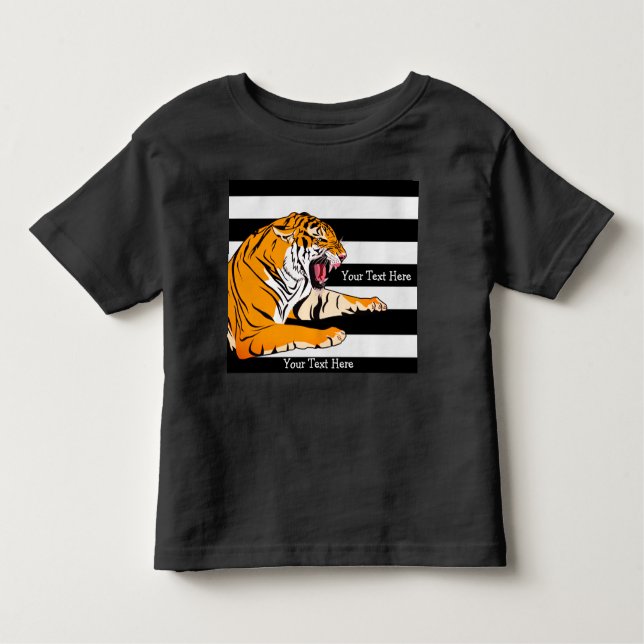 Anpassningsbar Text/Vild Tiger Rawr Zoo Cat Rand T Shirt (Framsida)