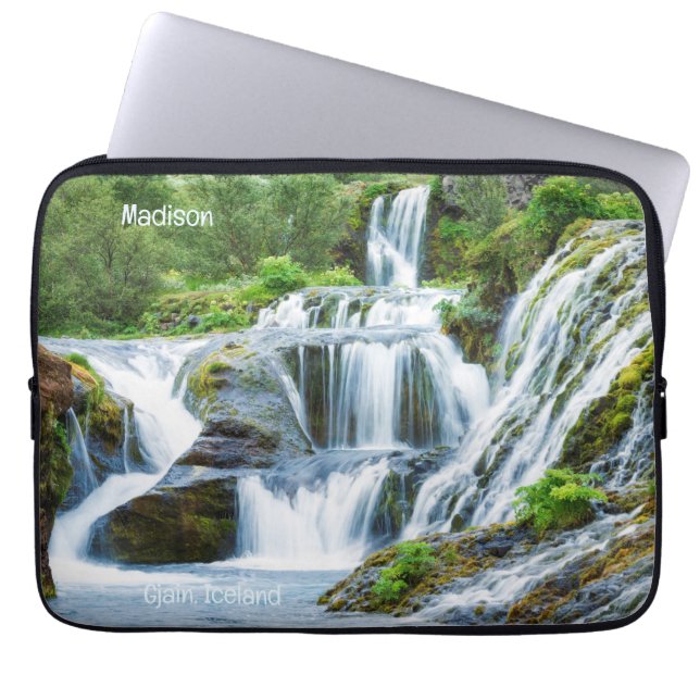 Anpassningsbar Text - vinna vattenfall, Island Laptop Fodral (Framsidan)