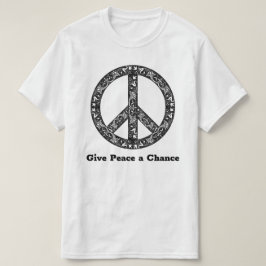 Anpassningsbar Text Vintage Black/White Fredstecke T Shirt