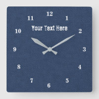 Anpassningsbar Text Wall Clock med Blue Jeans Fabr