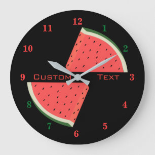 Anpassningsbar Text Wall Clock - Tasty Watermelon Stor Klocka