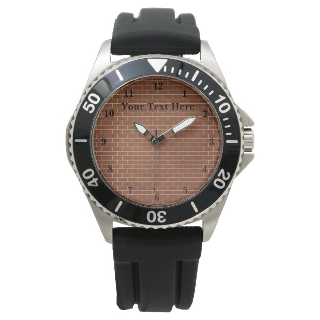 Anpassningsbar Text Watch med Brick Wall Design De Armbandsur (Framsida)