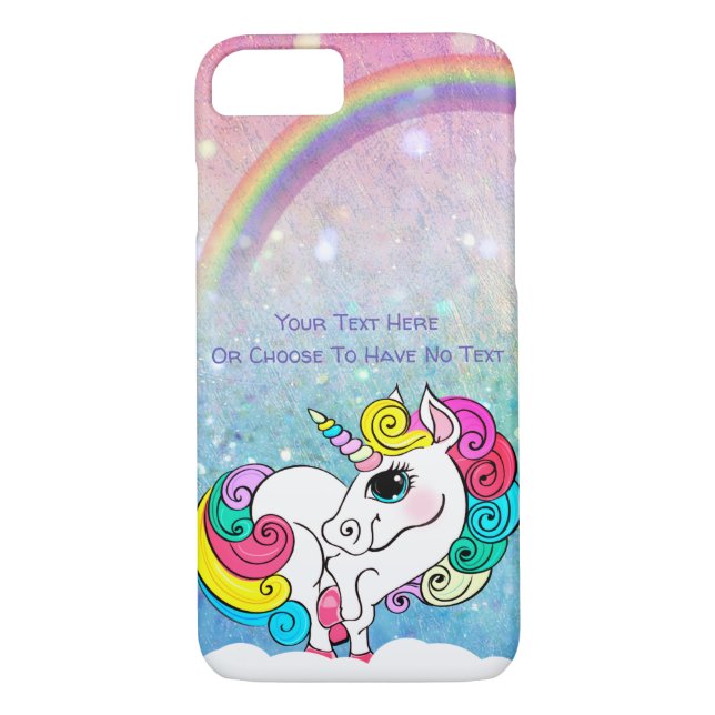 Anpassningsbar Text/ White Unicorn Rainbow Glitter Case-Mate iPhone Skal (Baksida)