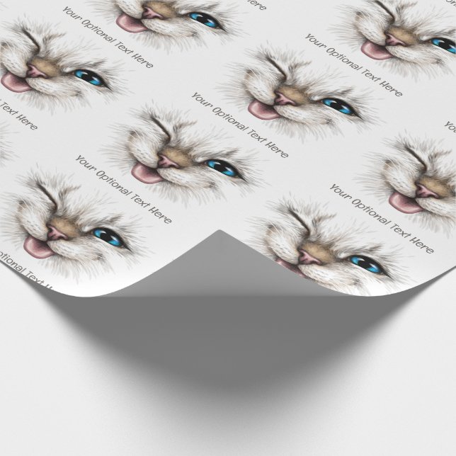 Anpassningsbar Text Winking Cat Presentpapper (Hörn)