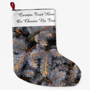 Anpassningsbar Text Winter Evergreen Gräs Spruce B Stor Julstrumpa
