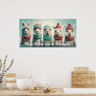 Anpassningsbar Text Winter Llamas Poster
