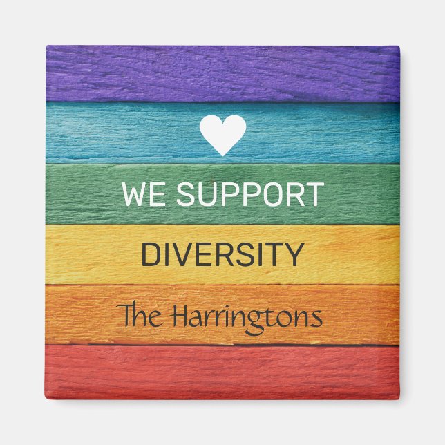 Anpassningsbar Text Wood-Textured Rainbow Magnet (Framsidan)