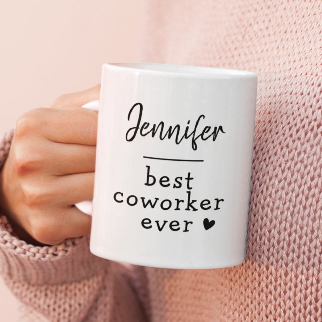 Anpassningsbar Text Work Bestie Coworking Colleagu Kaffemugg (Skapare uppladdad)