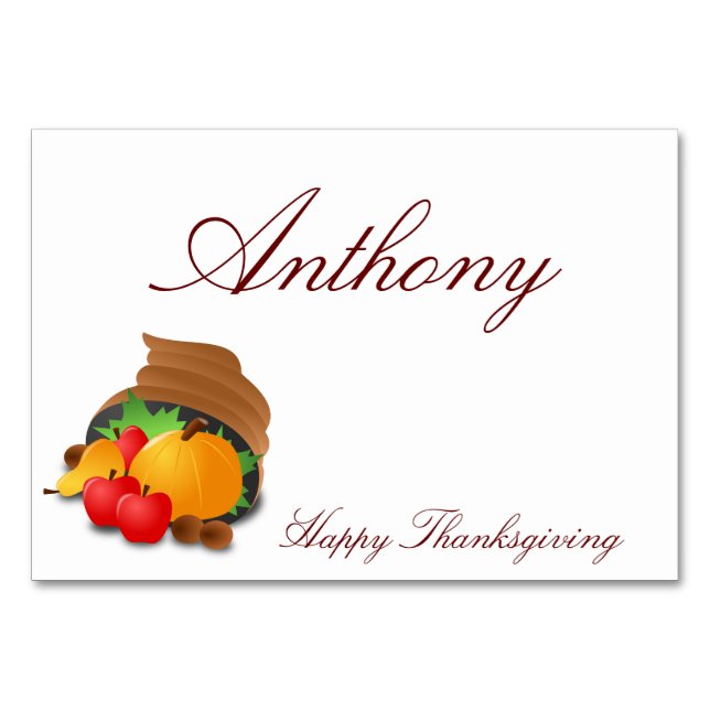 Anpassningsbar Thanksgiving Bord Cards Cornucopia Bordsnummer (Framsidan)