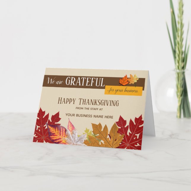 Anpassningsbar Thanksgiving Business Greeting Card Kort (Framsida)