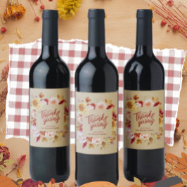 Anpassningsbar Thanksgiving Day Autumn Vinflaska Etikett