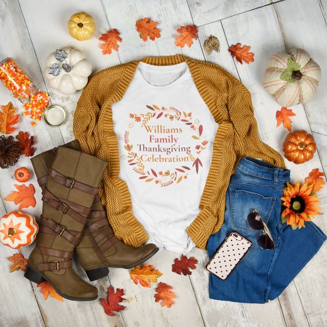 Anpassningsbar Thanksgiving Family Reunion Höstkra T Shirt (Skapare uppladdad)
