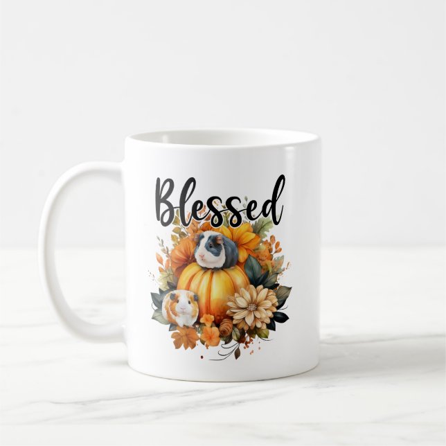 Anpassningsbar thanksgiving Guinea-kaffet gris mug Kaffemugg (Vänster)