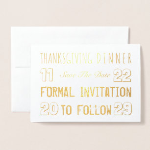 Anpassningsbar Thanksgiving Middag Spara datumfilt Folierat Kort