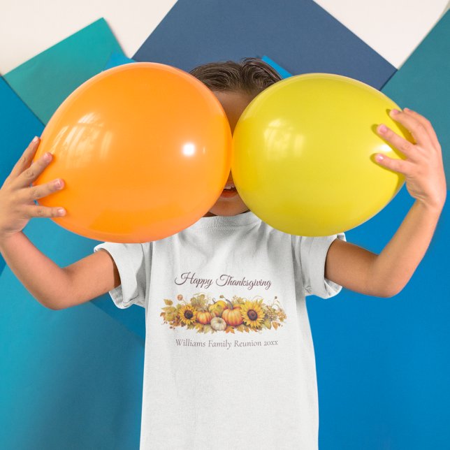 Anpassningsbar Thanksgiving Pumpkin Fall Party Kid T Shirt (Skapare uppladdad)
