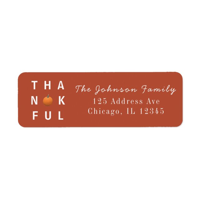 Anpassningsbar Thanksgiving Terracotta-adressetike Returadress Etikett (Framsidan)
