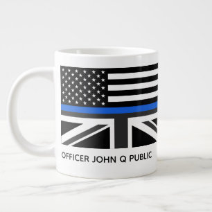 Anpassningsbar Thin Blue Line American and UK Flag Jumbo Mugg