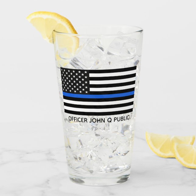 Anpassningsbar Thin Blue Line American Flagga Glaskopp (Framsida Ice)