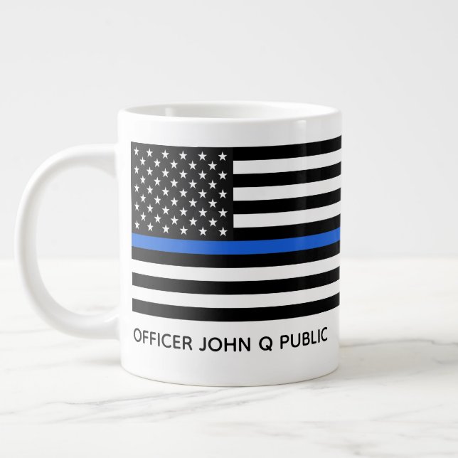 Anpassningsbar Thin Blue Line American Flagga Jumbo Mugg (Vänster)