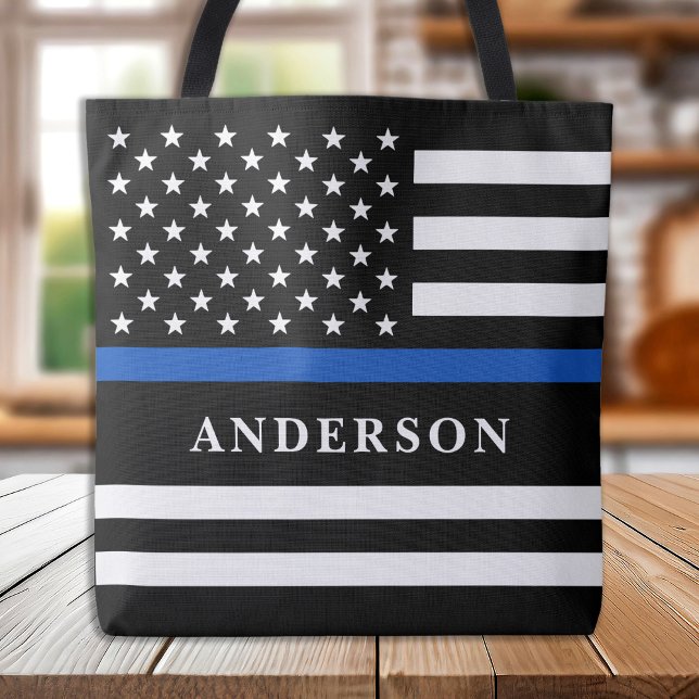 Anpassningsbar Thin Blue Line Personlig Polischef Tygkasse (Skapare uppladdad)