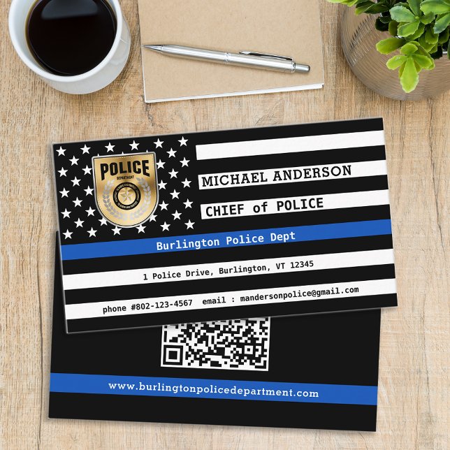 Anpassningsbar Thin Blue Line Police Department Em Visitkort (Skapare uppladdad)