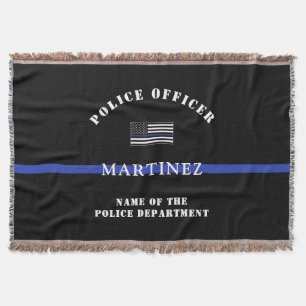Anpassningsbar Thin Blue Line Polisavdelning Filt