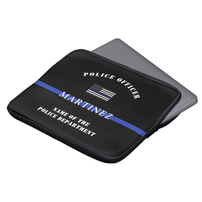 Anpassningsbar Thin Blue Line Polischef USA Flagga Laptop Fodral (Framsida topp)