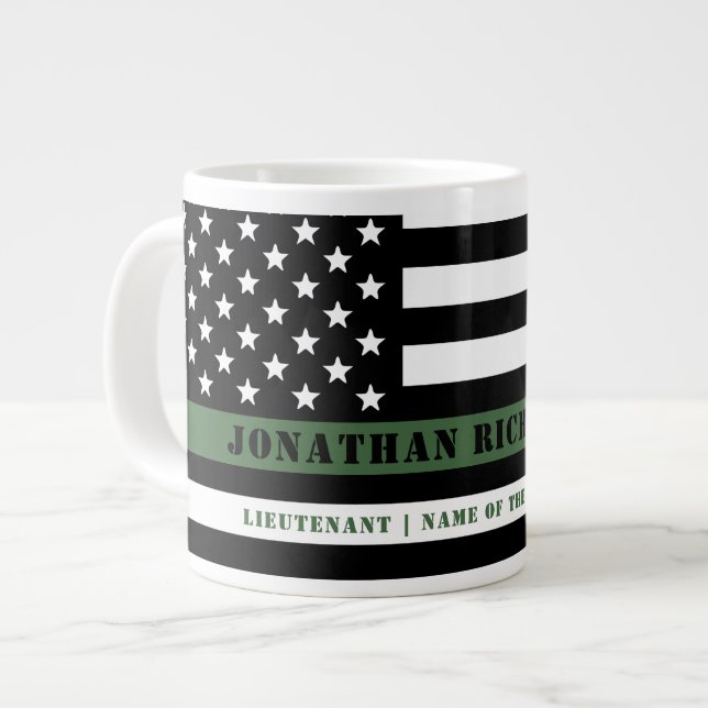 Anpassningsbar Thin Grönt Line USA flagga militär  Jumbo Mugg (Framsida vänster)