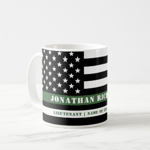 Anpassningsbar Thin Grönt Line USA flagga militär Kaffemugg