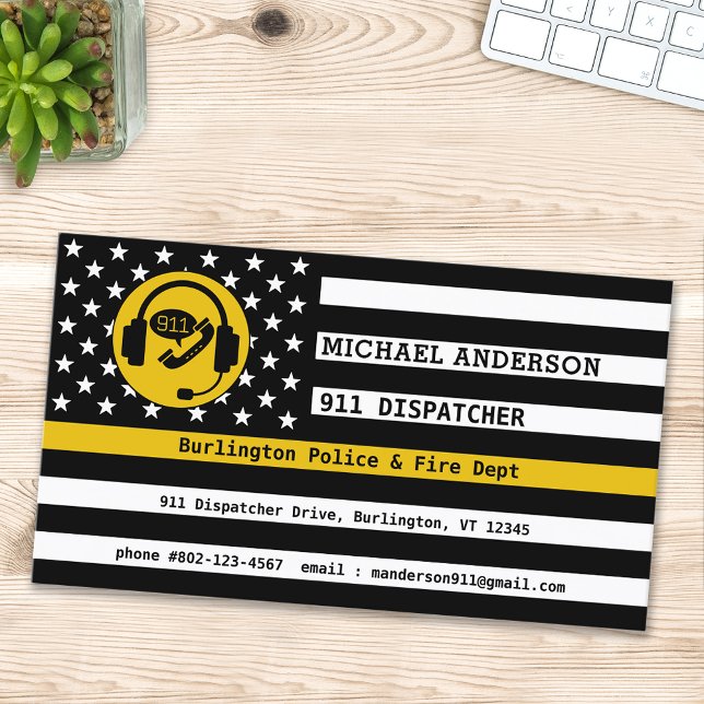 Anpassningsbar Thin Guld Line American Flagga 911  Visitkort (Skapare uppladdad)