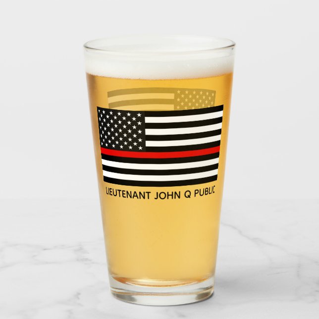 Anpassningsbar Thin Red Line American Flagga Glaskopp (Framsida fylld)