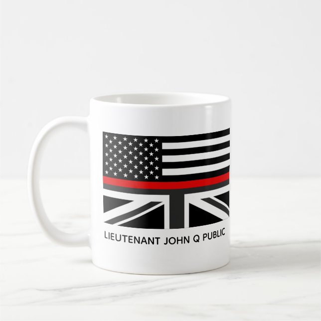 Anpassningsbar Thin Red Line American och UK Flagg Kaffemugg (Vänster)