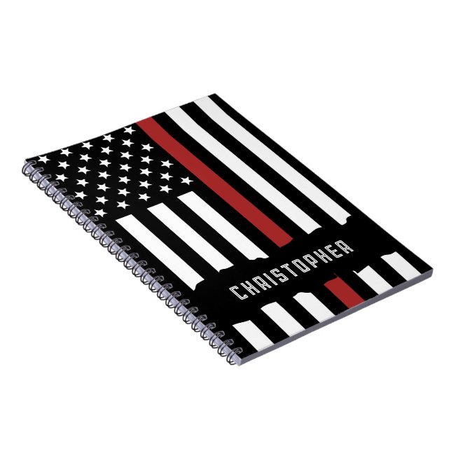 Anpassningsbar Thin Red Line USA flagga Firefighte Anteckningsbok (Högra Sidan)